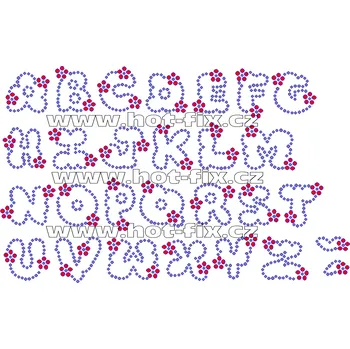 hot-fix nažehlovací kamínkový potisk na textil písmena abecedy, výška cca 3,3cm barva kamenů - písmena: polobroušené kameny barva 101 Crystal /stříbrná a 103 Siam /červená, písmeno: písmeno M