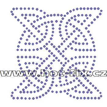 O018 - ornament celtic nažehlovací potisk na textil hot-fix kameny, rozměry cca 8,1x8,1cm barva: kameny barva 101 Crystal /stříbrná