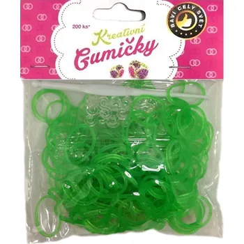 kreativní sada Gumičky Loom Bands (26) Loom Bands Pletací gumičky zelené 2 se třpytkami 200ks + háček