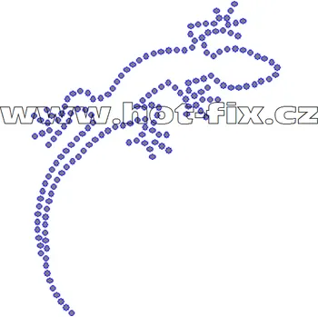 ZH009 - ještěrka nažehlovací potisk z hot-fix kamenů, rozměry cca 8,0x10,0cm barva: kameny barva 101 Crystal /stříbrná