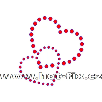SB019 - dvě srdíčka hot-fix nažehlovací potisk na textil, rozměry cca 4,8x5,2cm barva: polobroušené kameny barva 103 Siam /červená