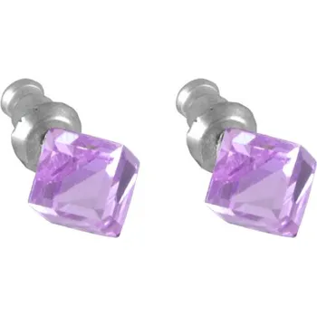 Náušnice Náušnice se Swarovski Elements kostka Violet 6 mm