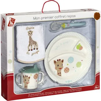 dětská jídelní sada Vulli Moje první jídelní sada žirafa Sophie s motivem balónků
