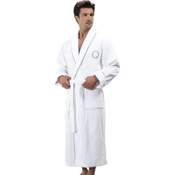 Pánský župan Pánský župan SEHZADE - Bílá / stříbrná výšivka, S, Soft Cotton