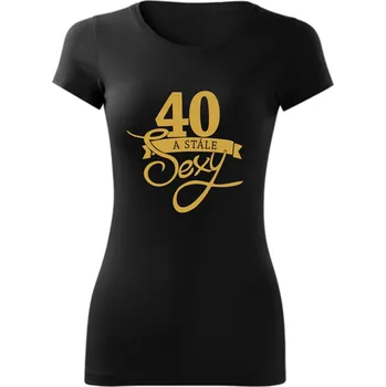 TUKAN AGENCY Dámské tričko Stále sexy 40 let Barva: Černá - Zlatá, Velikost: XL