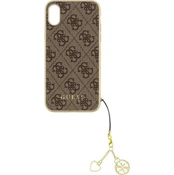 Pouzdro na mobilní telefon Guess Charms Hard Case 4G pro iPhone X hnědé