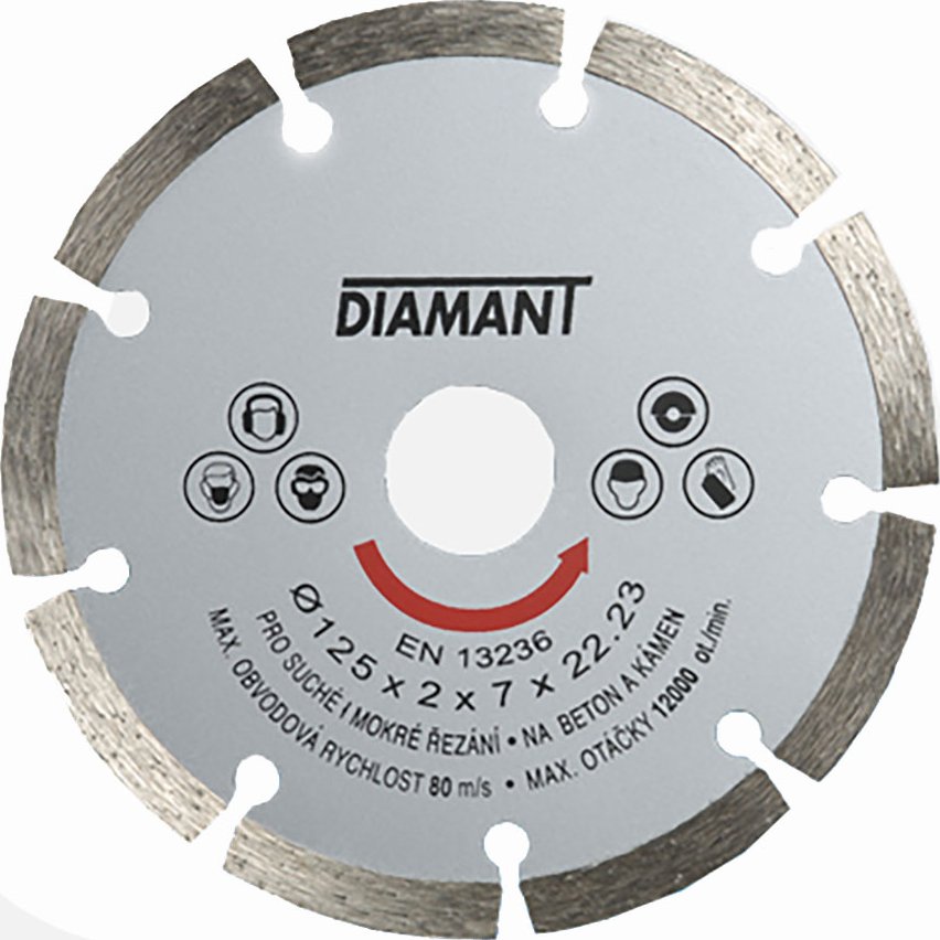 DenBraven Diamantový kotouč segmentový STANDARD 115x22,23 9seg. / 34 x 2 x 7