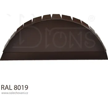 Střešní lemovaní Koncovka oblého hřebenáče tmavě hnědá
