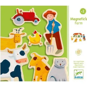 magnetka pro dítě Djeco Dřevěné magnetky 24 dílů farma