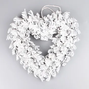 Zahradní dekorace Srdce šišky závěs 34cm bílá/gliter (720.0517.168)