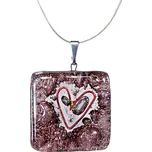 Skleněný přívěsek se srdcem čtvercový hnědý TERRA P0207