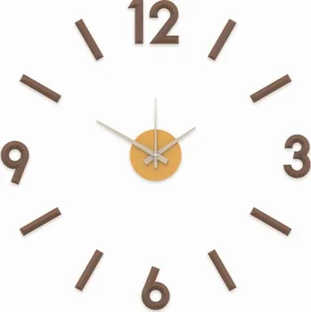 Hodiny Luxusní hnědé nalepovací hodiny MPM E01.3771.50 - průměr 60cm se žlutým středem a arabskými číslicemi (Levné nalepovací hodiny s arabskými číslicemi - hnědé se žlutým středem)