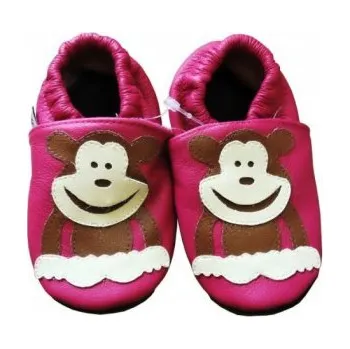 Capáčky AFELO Kožené capáčky - OPIČKA malinová Velikost: 3-4 roky