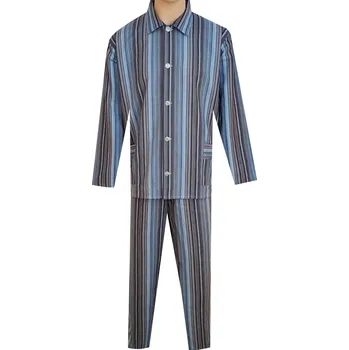 Pánské pyžamo Pánské Pyžamo Flanelové FOLTÝN PF01 modročerný proužek Velikost: S, Materiál: Flanel