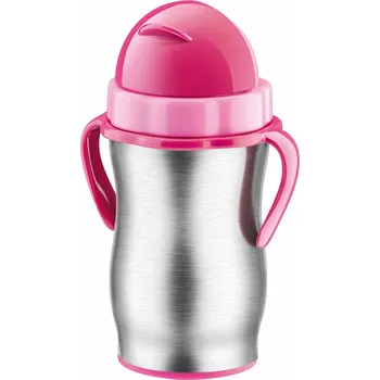 Láhev Tescoma Bambini dětská termoska s brčkem 300 ml růžová