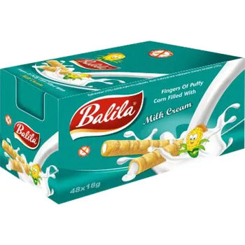 Trubičky BALILA 15 g Mléčné (balení 48 ks) (Kukuřičné trubičky s náplní / bezlepkové)