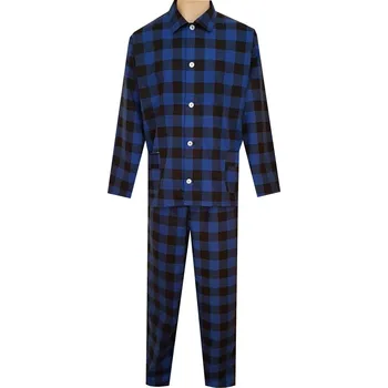Pánské pyžamo Pánské Pyžamo Flanelové FOLTÝN PF12 modročerná kostka Velikost: S, Materiál: Flanel