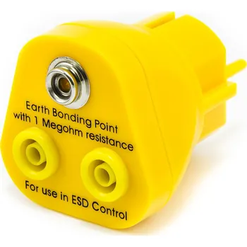 ESD Zemnící body ESD do zásuvky 230V, 2x banán 4mm, 1x ESD patentka 10mm
