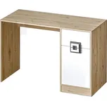 NIKOS 10 psací stůl, bílá/dub jasný - úchyt šedý