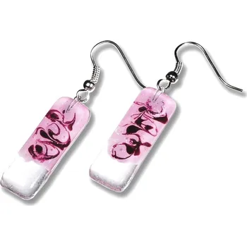 Náušnice Skleněné náušnice růžové HELENE N1102