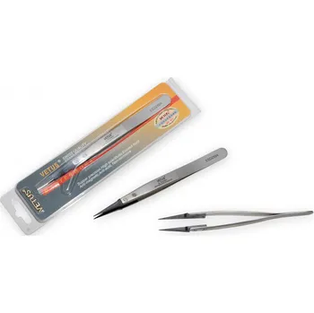 Péče o řasy a obočí Antistatická nerezová pinzeta VETUS ESD-259A se zakončením z PPS