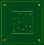 HEDVA ČESKÝ BROKÁT Ubrus myslivecký TISK jelen a šišky zelená Rozměr ubrusu: 110x110