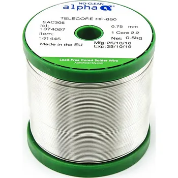 Příslušenství ke svářečce Bezolovnatý cín Alpha Telecore HF-850 2,2% SAC305 500g 0.75mm