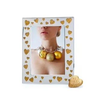 Rám na obraz Kovový svatební fotorámeček 10x15 L´AMOUR gold kph 1344