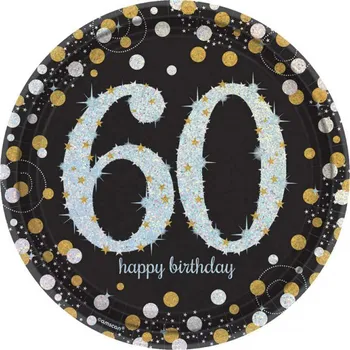 Party nádobí Talířky 60.narozeniny, černé barvy