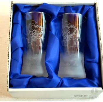 Pískované panáky - Nevěsta s květinou a ženich