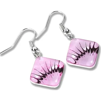 Náušnice Skleněné náušnice růžové HELENE N1109