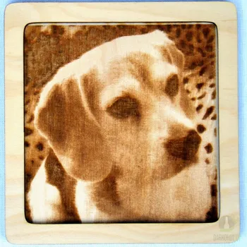 Žertovný předmět Dřevěný gravírovaný obrázek malý-bígl