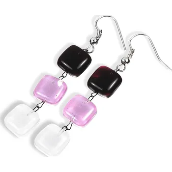 Náušnice Skleněné náušnice růžové HELENE N1113