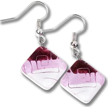 Náušnice Skleněné náušnice růžové HELENE N1101