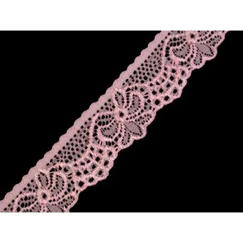Krajka Krajka elastická, růžová 30 mm