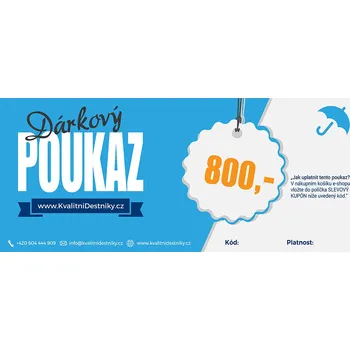 Deštník Tištěný dárkový poukaz v hodnotě 800 Kč