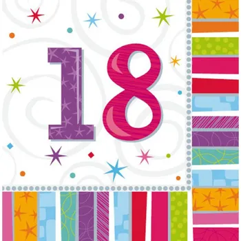 Papírový ubrousek Ubrousky 18.narozeniny, 16 ks, 33 cm x 33 cm