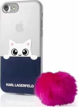 Pouzdro na mobilní telefon Karl Lagerfeld K-Peek A Boo s bambulí pro Samsung Galaxy S8 Plus modré