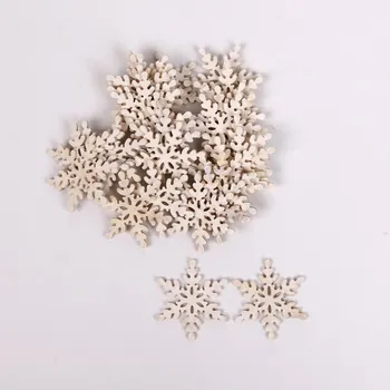 Vánoční dekorace Vločky dřevo 30ks 5cm bílá (W624354)