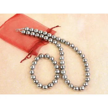 Souprava šperků Dárková sada šperků z hematitu kuličky pokovené 12mm