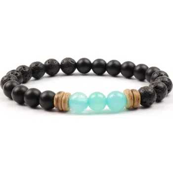 Náramek Pánský náramek láva onyx matný amazonit