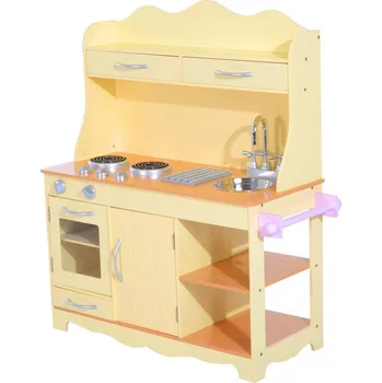 Dětská kuchyňka Dětská dřevěná kuchyňka s příslušenstvím | žlutá