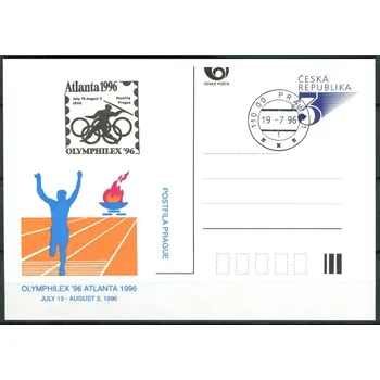 Poštovní známka Česká pošta (1996) CDV 18a O - P 17a - Atlanta 96 světlemodrý přítisk - razítko + kašet