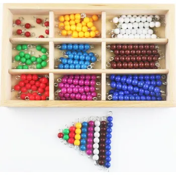 Dřevěná hračka Čína Montessori dřevěná krabička s korálky