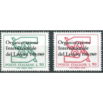 Poštovní známka (1969) MiNr. 1299 - 1300 ** - Itálie - 50 let Mezinárodní organizace práce (ILO)