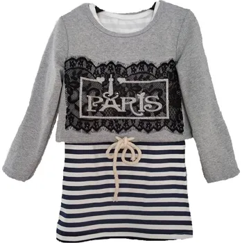 Dívčí tričko MLADÁ ITALSKÁ MÓDA DÍVČÍ TRIKO S DVOJITÝM EFEKTEM "PARIS" Barva: šedá, Velikost: 6 let