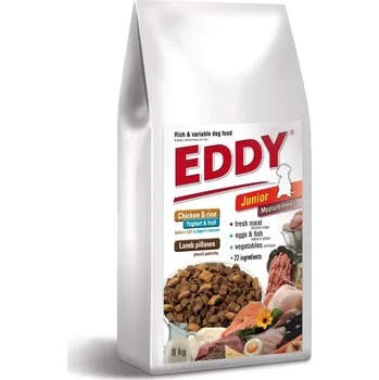 Krmivo pro psa Eddy Junior Medium Breed polštářky s jehněčím 8 kg