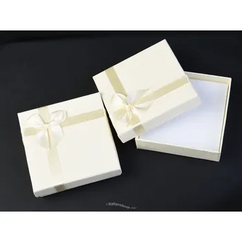 Dárková krabička Dárková krabička krémová s mašlí 9 x 9cm