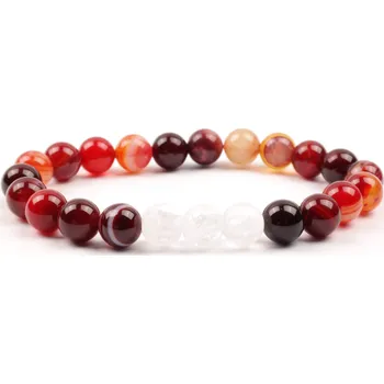 Náramek Moni - dámský náramek achát tmavší červená křišťál