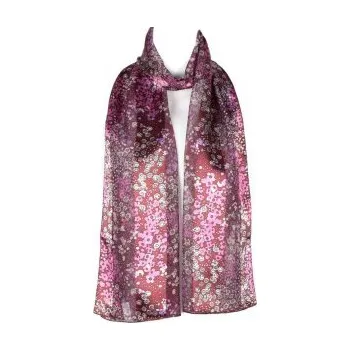 Šátek Šátek šifónový kětinky, Barva Malinová Gift3 302304